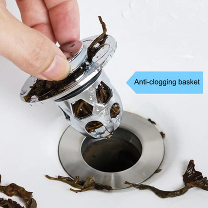 Stainless Steel Pop-Up Bathroom Sink Plug Anti-Clog Drain Stopper