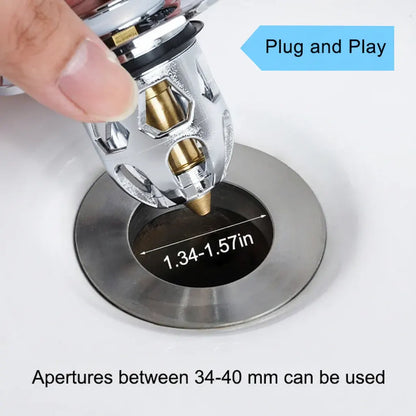 Stainless Steel Pop-Up Bathroom Sink Plug Anti-Clog Drain Stopper