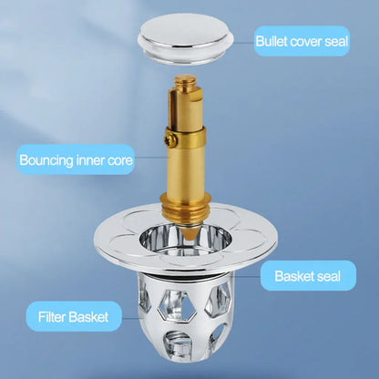 Stainless Steel Pop-Up Bathroom Sink Plug Anti-Clog Drain Stopper