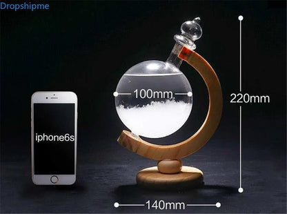 Storm Glass Weather Forecasting Bottle Crystal Desktop Barometer with Wood Base