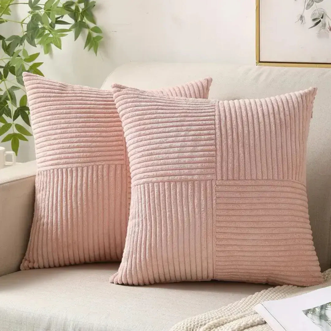 Striped Corduroy Throw Pillow Covers | Luxury Ribbed Cushion Cases
