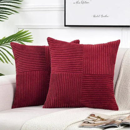 Striped Corduroy Throw Pillow Covers | Luxury Ribbed Cushion Cases