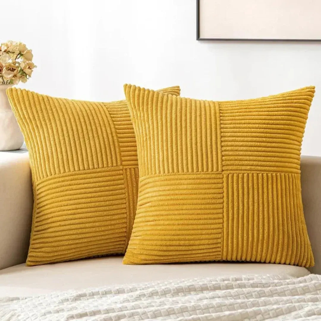 Striped Corduroy Throw Pillow Covers | Luxury Ribbed Cushion Cases