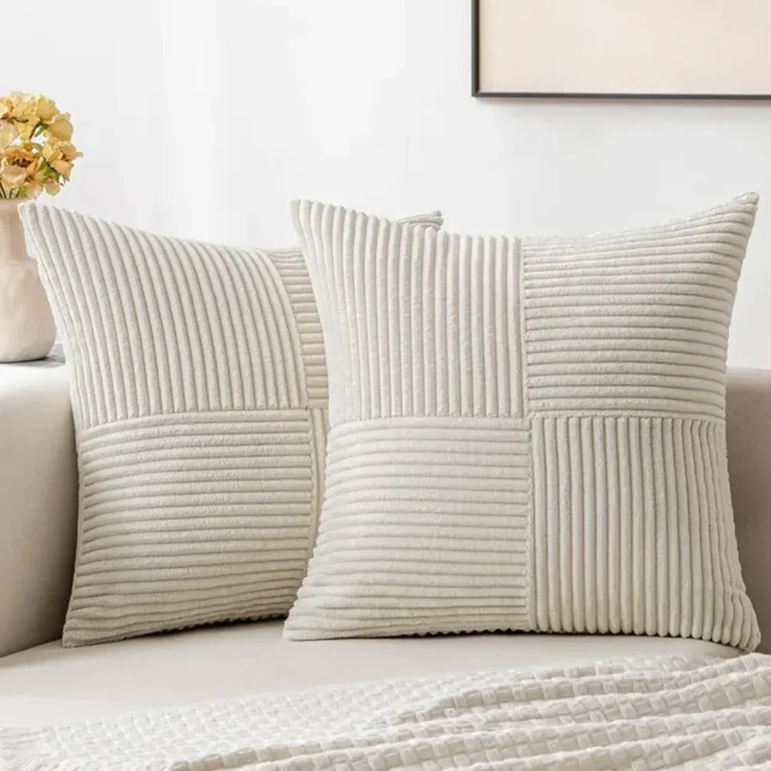 Striped Corduroy Throw Pillow Covers | Luxury Ribbed Cushion Cases