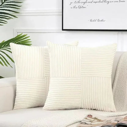 Striped Corduroy Throw Pillow Covers | Luxury Ribbed Cushion Cases