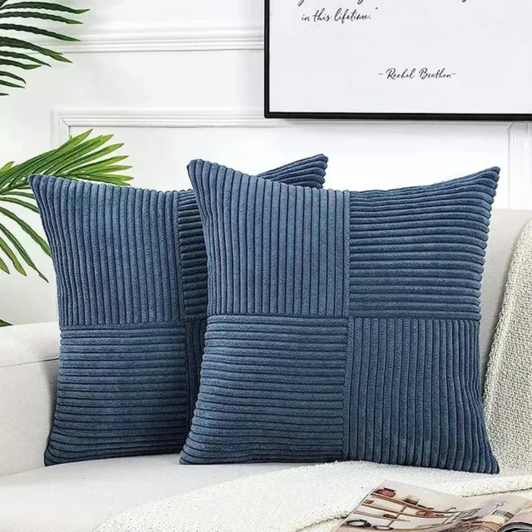 Striped Corduroy Throw Pillow Covers | Luxury Ribbed Cushion Cases