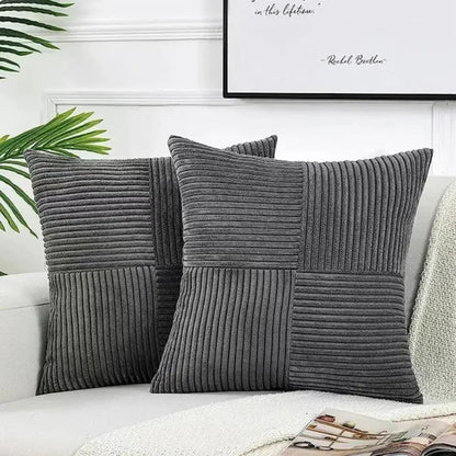 Striped Corduroy Throw Pillow Covers | Luxury Ribbed Cushion Cases