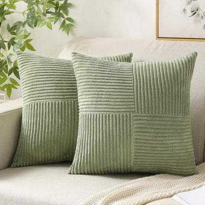 Striped Corduroy Throw Pillow Covers | Luxury Ribbed Cushion Cases