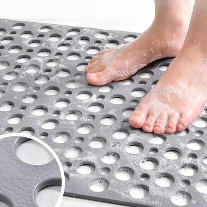 Suction Cup Bath Mat with Drain Design for Shower