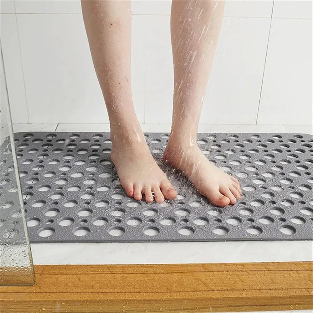 Suction Cup Bath Mat with Drain Design for Shower