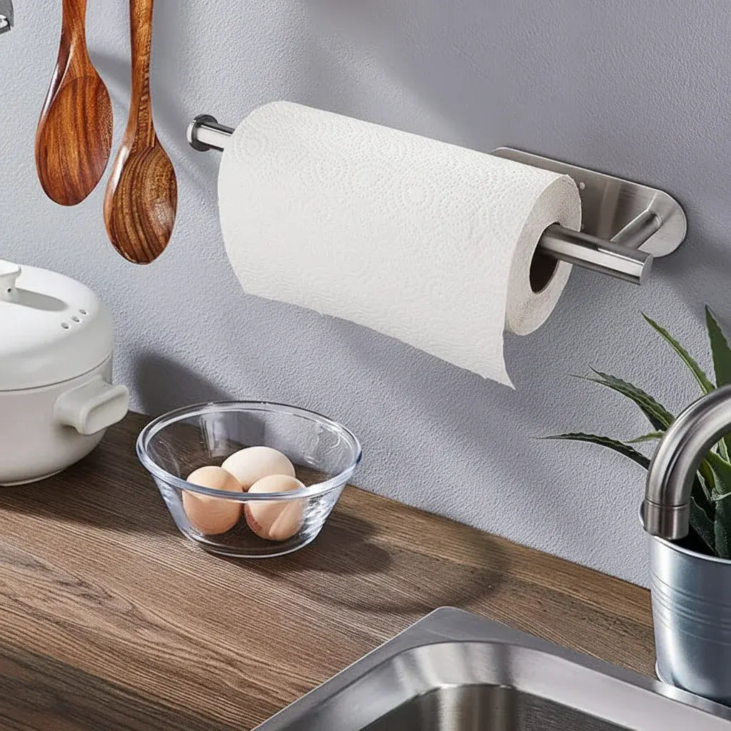 Under Cabinet Paper Towel Holder in Black Stainless Steel