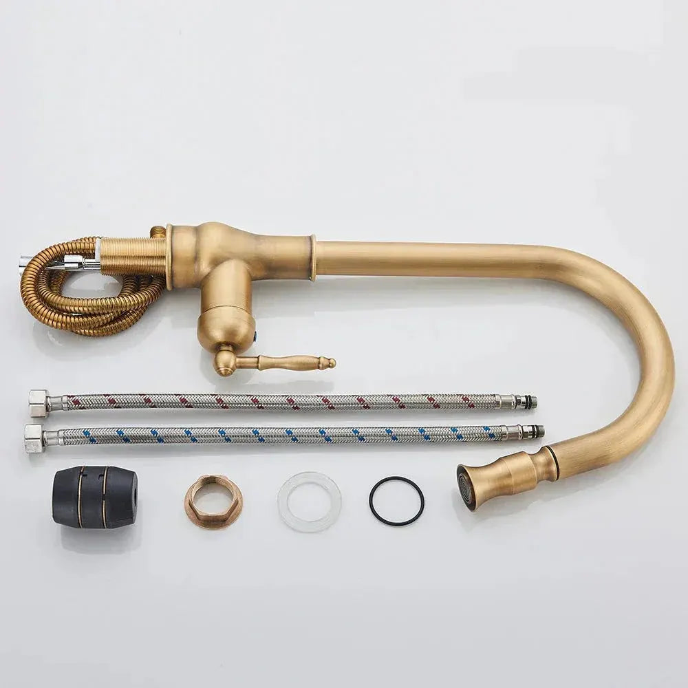 Vintage Brass Swivel Spout Kitchen Mixer Faucet