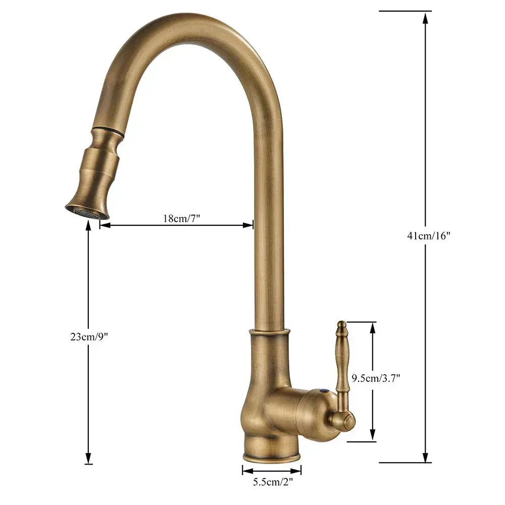 Vintage Brass Swivel Spout Kitchen Mixer Faucet