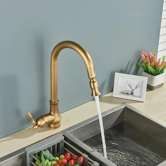Vintage Brass Swivel Spout Kitchen Mixer Faucet
