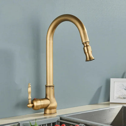 Vintage Brass Swivel Spout Kitchen Mixer Faucet