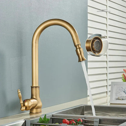 Vintage Brass Swivel Spout Kitchen Mixer Faucet