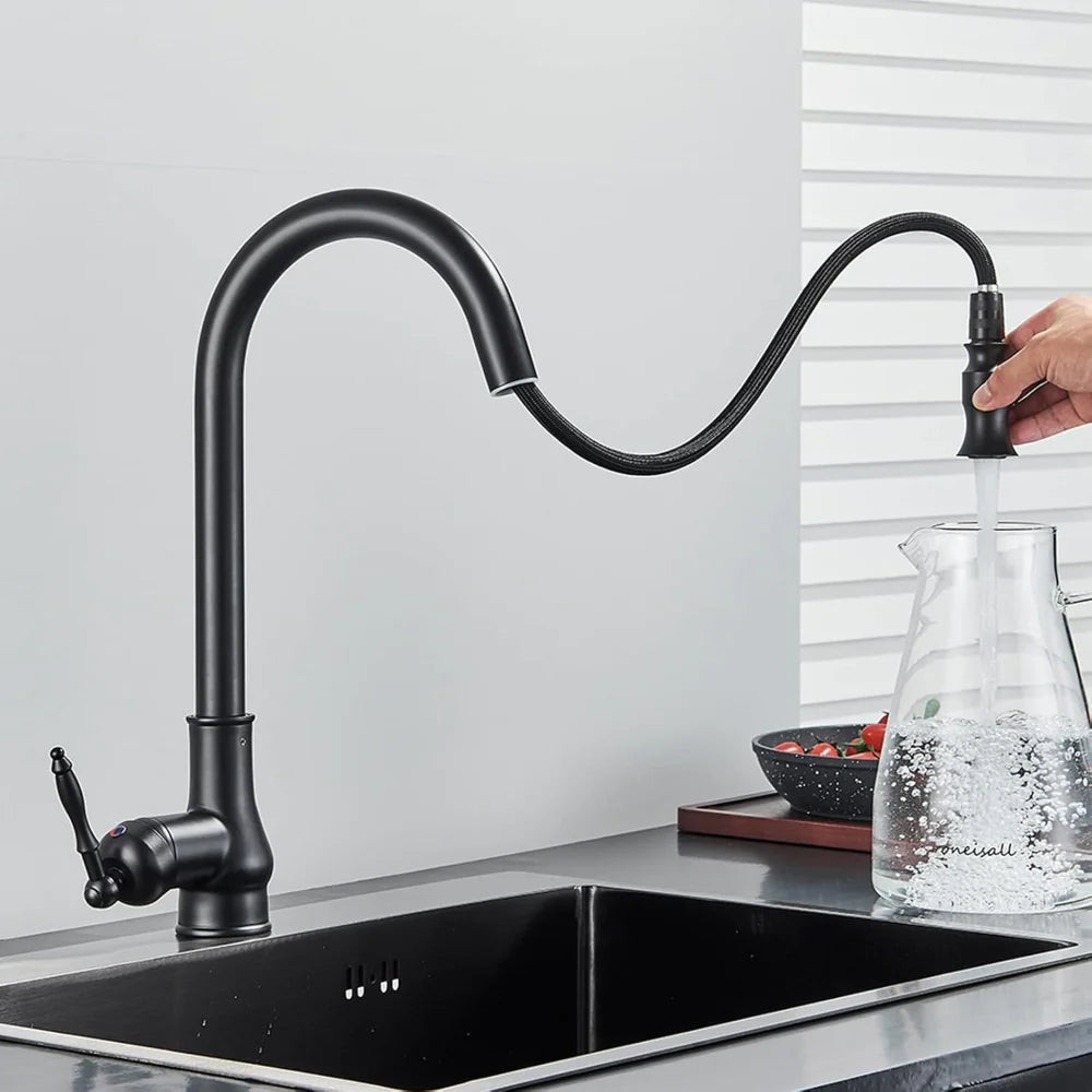 Vintage Brass Swivel Spout Kitchen Mixer Faucet