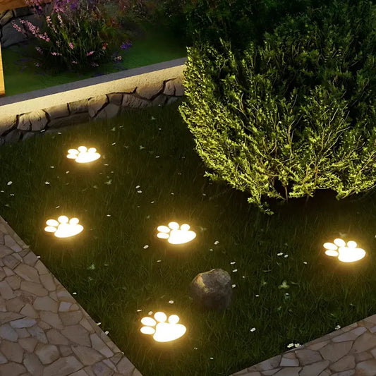 Waterproof Paw Print Solar Garden Path Lights - Outdoor Decor