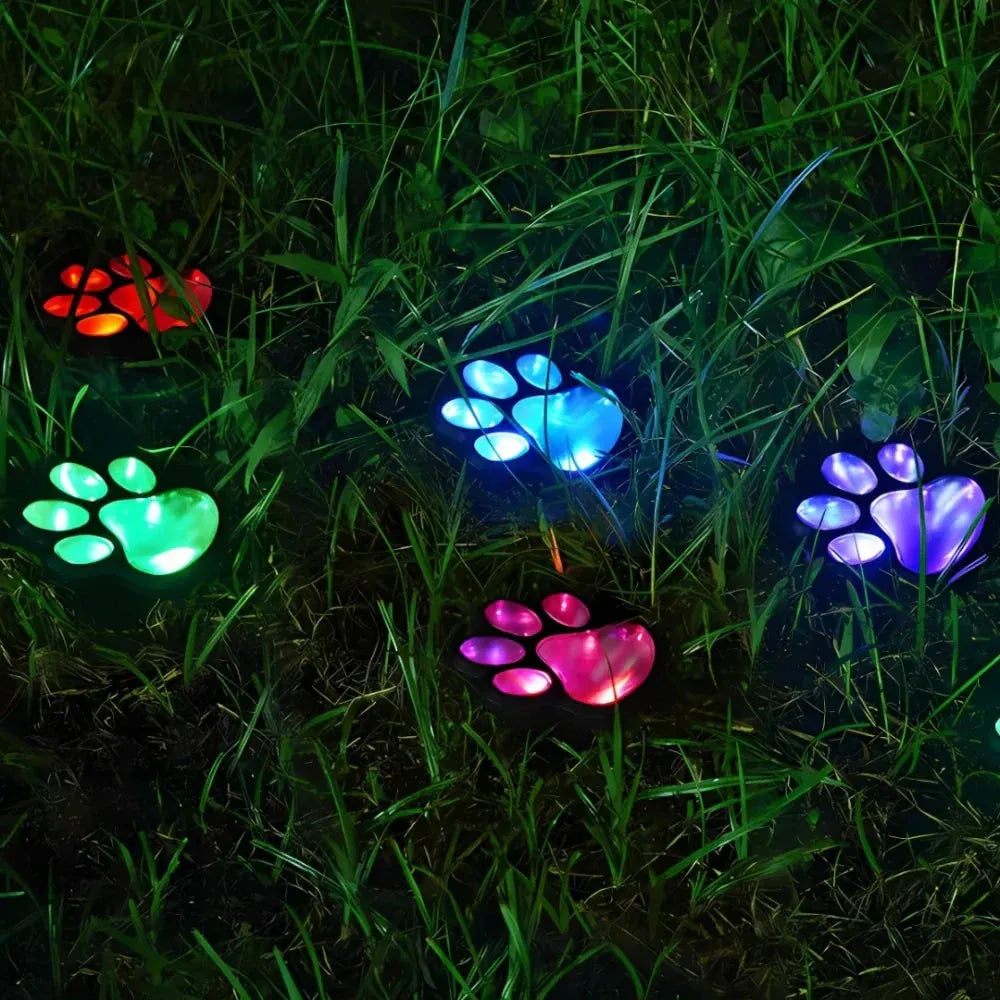 Waterproof Paw Print Solar Garden Path Lights - Outdoor Decor