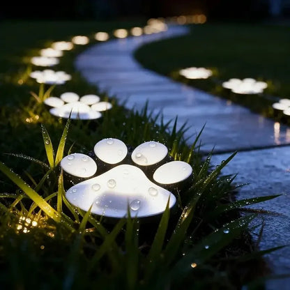 Waterproof Paw Print Solar Garden Path Lights - Outdoor Decor