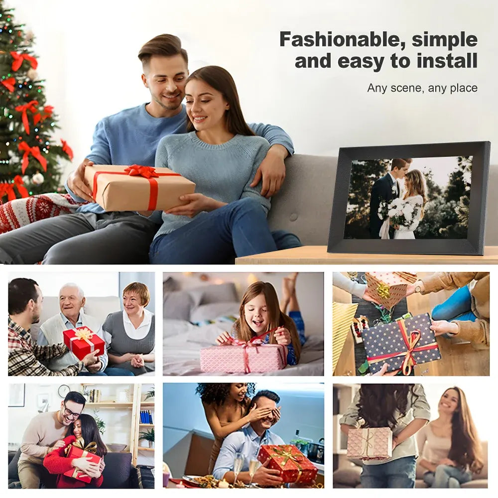 WiFi Digital Picture Frame HD Touchscreen Display, Tabletop or Wall Mountable