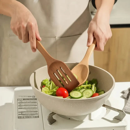 Wooden Kitchen Utensil Set - Non-Scratch, Heat Resistant Cooking Tools